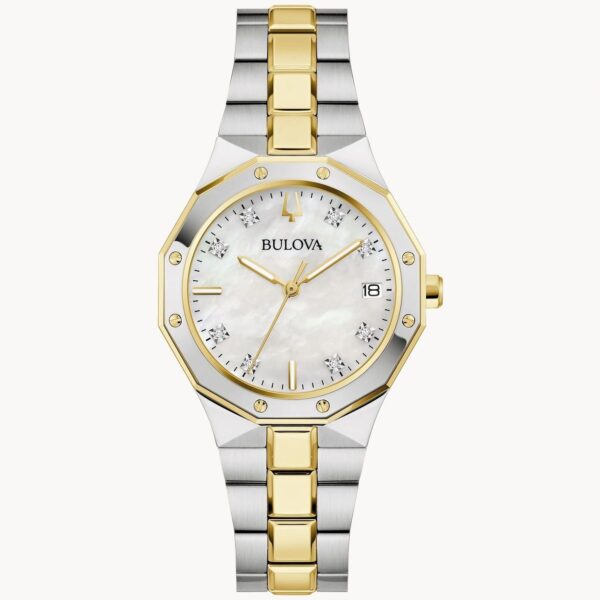 Elegant two-tone wristwatch with diamond accents and date display.