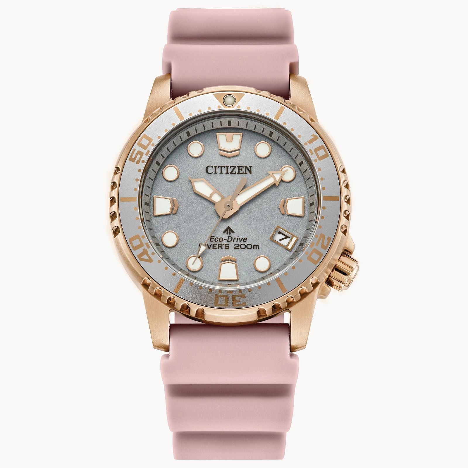 Elegant wristwatch with a pink strap and rose gold accents.