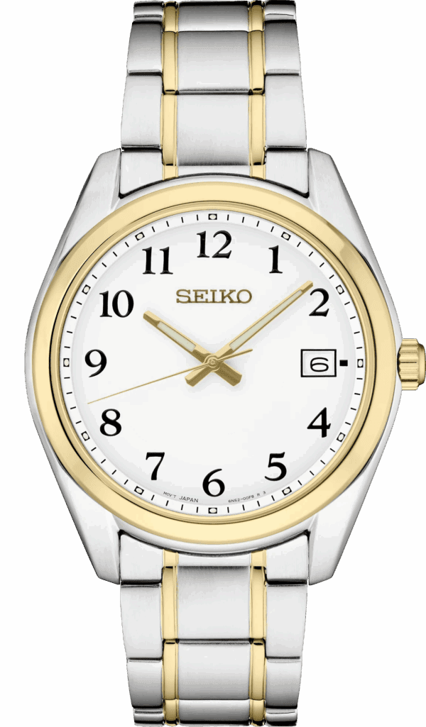 Elegant Seiko wristwatch with gold and silver tones.
