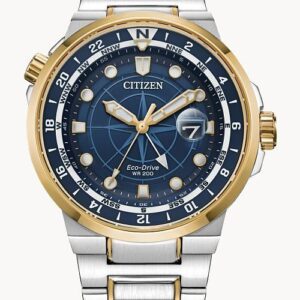Elegant Citizen wristwatch with blue dial and gold accents.