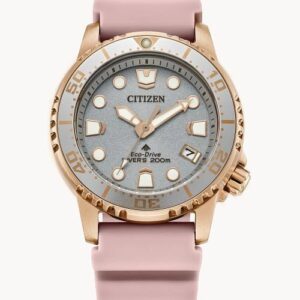 Elegant Citizen watch with pink strap and gold-tone bezel.